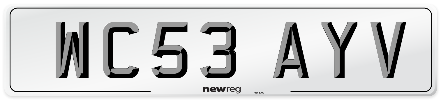 WC53 AYV Number Plate from New Reg